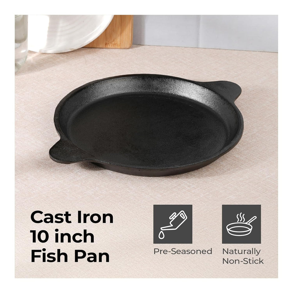 Lifelong Cast Iron Frying Pan for Cooking with Handle | Pre-Seasoned Appam Pan | Large Non-Toxic Cookware, Non-Stick & Teflon Free, Durable for Easy Cooking & Cleaning | Gas & Induction Stove-Friendly
