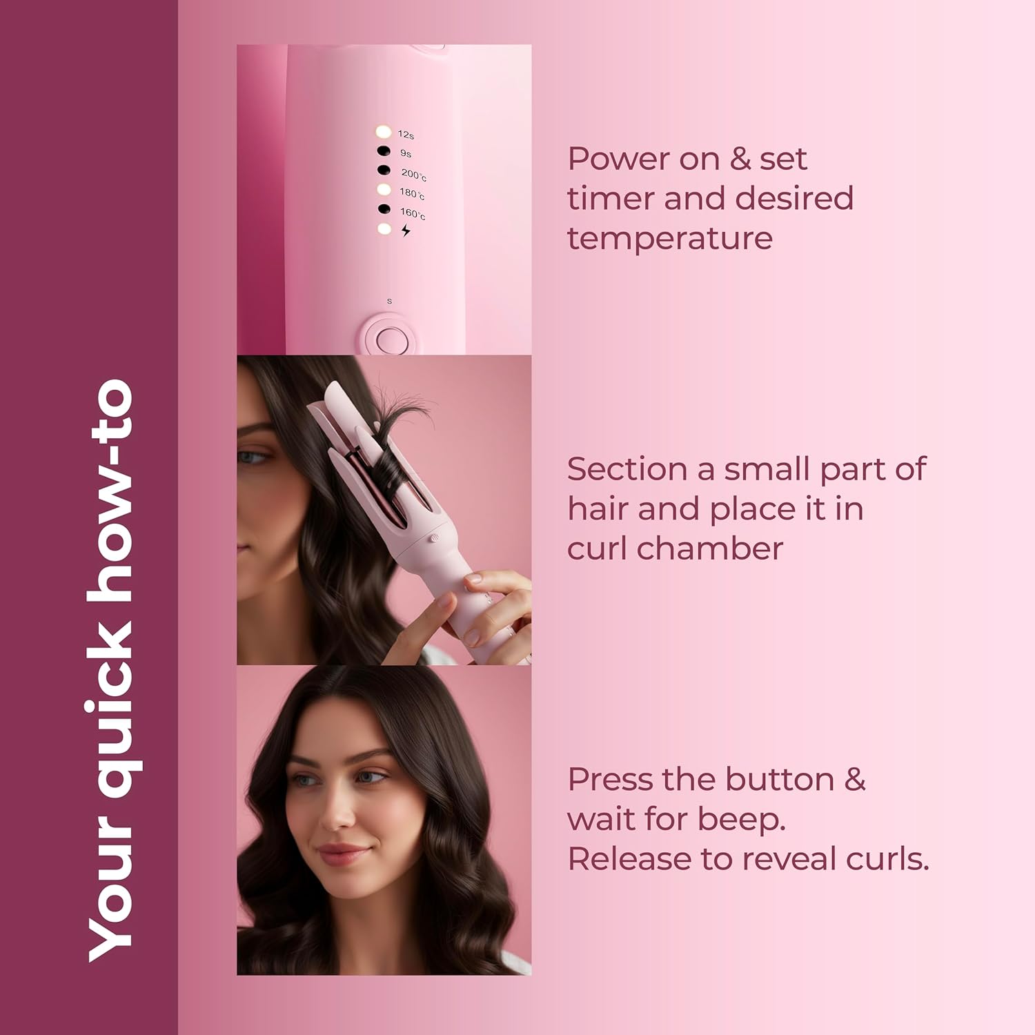 Lifelong WaveUp Automatic Hair Curler | 2-Way Curling, 25mm & 32mm Barrels