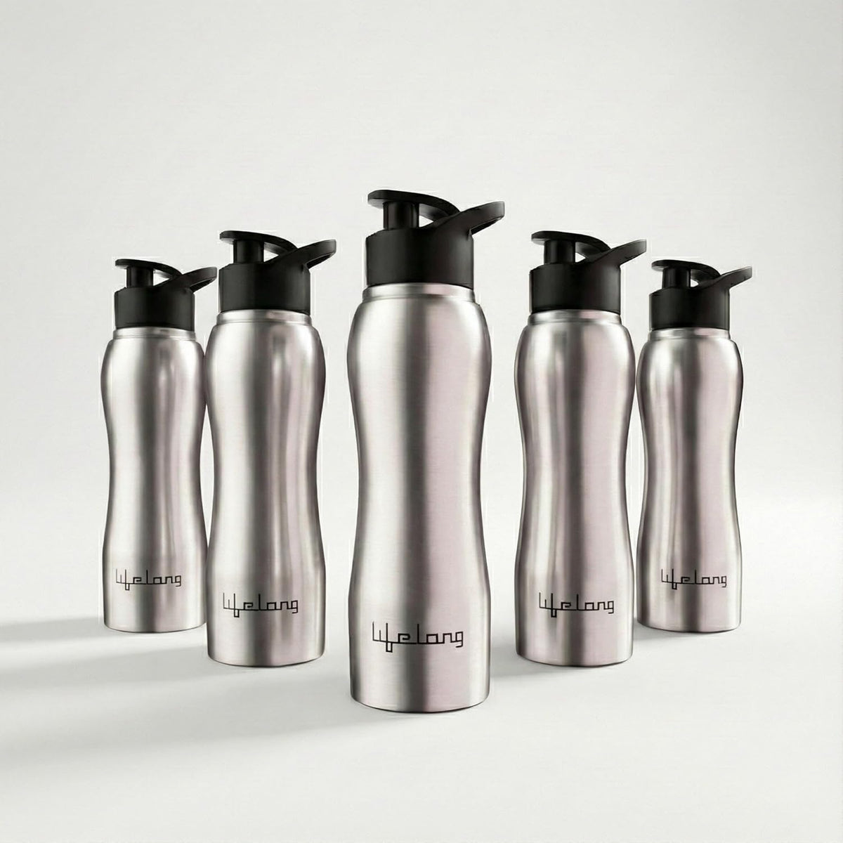 Lifelong 750ml Stainless Steel Water Bottle Pack of 5 | Leak-Proof & Durable | Easy to Clean | Odour-Free | Rust-Free Build, Secure Cap & Easy Grip | Ideal for School, Office, Travel & Gym (Silver)