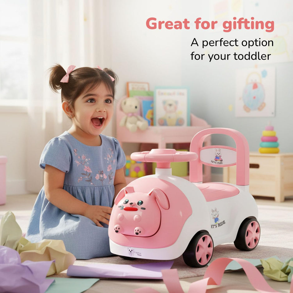 Lifelong Bunny Push Ride-On Toy Car for Kids 1-4 Yrs
