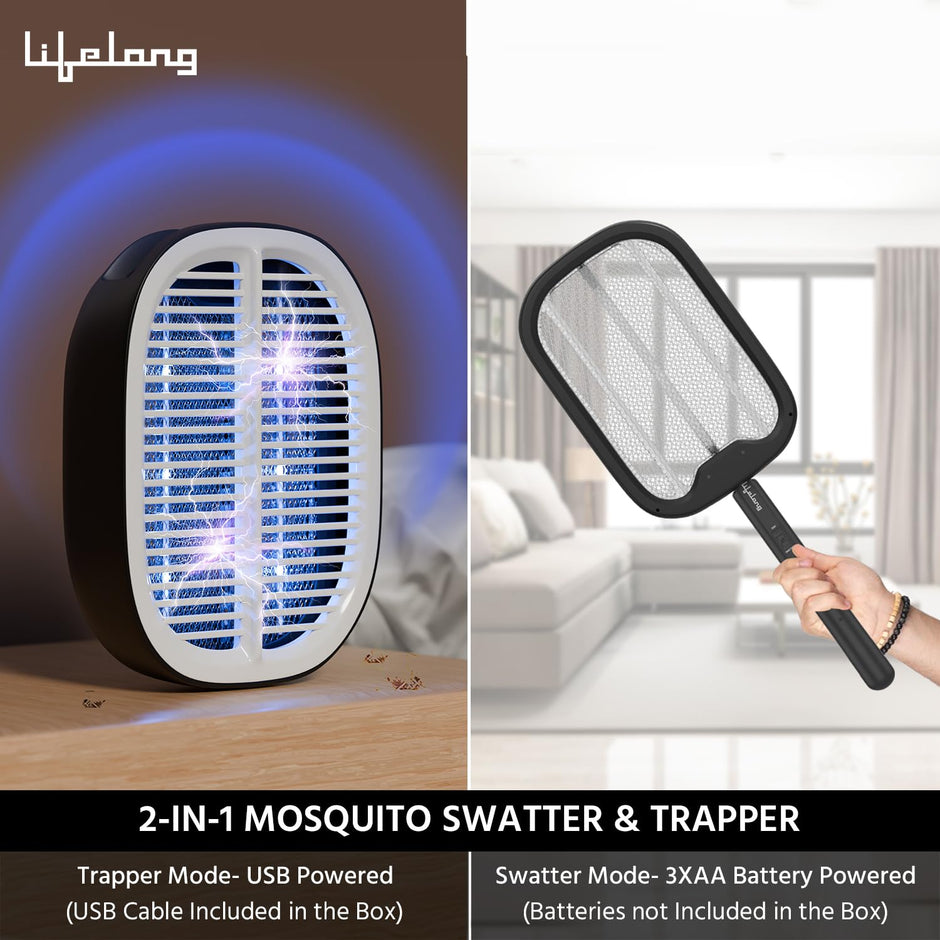 Lifelong 2-in-1 UV Light Mosquito Racket Bat and Mosquito Killer Lamp | 2500V