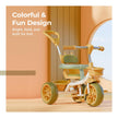 Lifelong Kids Harness Tricycle with Parental Control, EVA Wheels, Bell & Storage Basket – Baby Trike for 1–4 Years (25kg Capacity, White/Yellow)