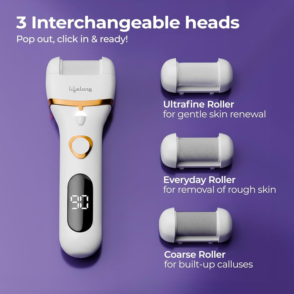 Lifelong 14-in-1 Electric Callus Remover for Feet | Rechargeable Pedicure Machine with Dead Skin Remover, Crack Heel Repair & Waterproof Design