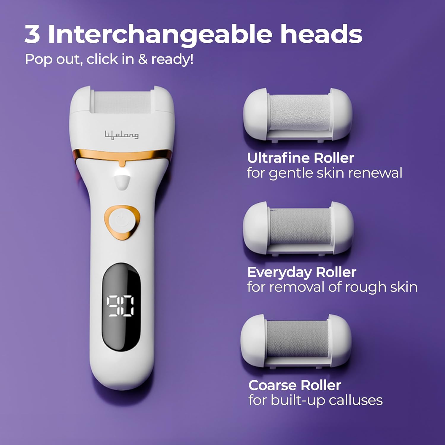 Lifelong 14-in-1 Electric Callus Remover for Feet | Rechargeable Pedicure Machine with Dead Skin Remover, Crack Heel Repair & Waterproof Design