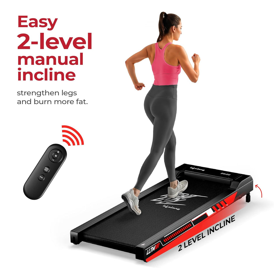Walking Pad Treadmill – 3HP Motor, 2-Level Incline, Foldable Design, 8Km/h (LLTM181, Black)