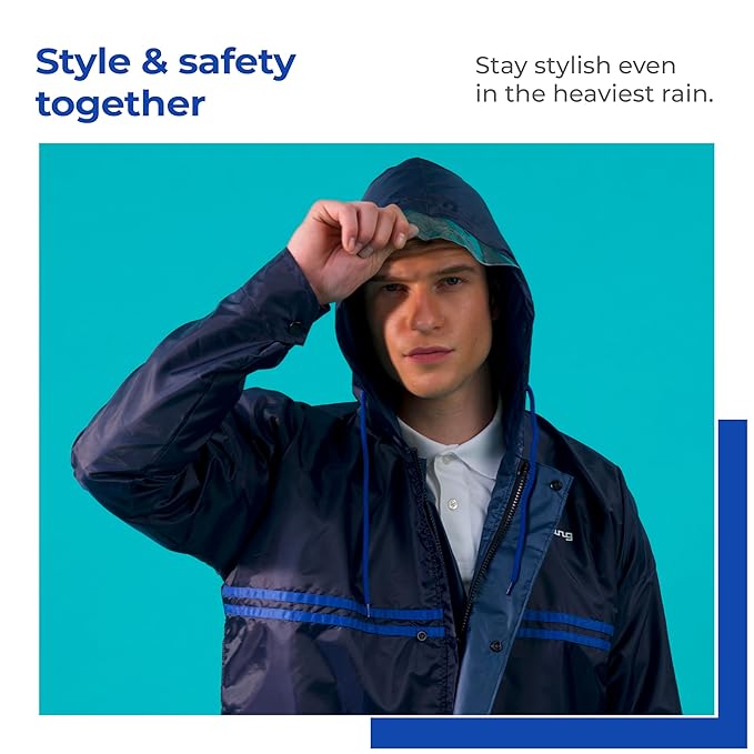 Lifelong Men’s Waterproof Reversible Raincoat with Hood & Pocket – XXL Set