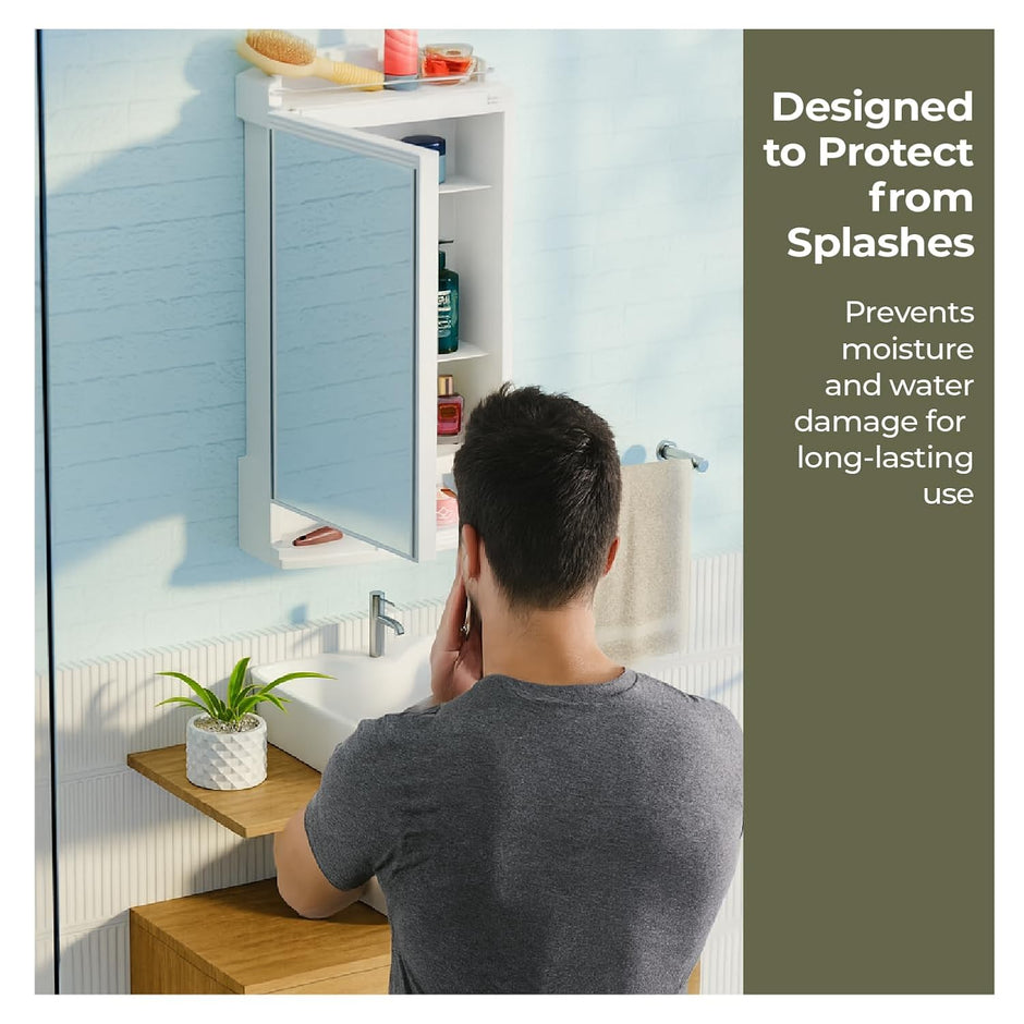 Lifelong Wall-Mounted Bathroom Mirror Cabinet with 4-Shelf Storage