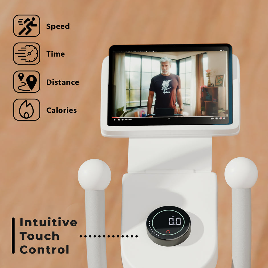 Elliptical Cross Trainer - 6 kg Flywheel, Magnetic Resistance, Touch LED Display & Tablet Holder (White)