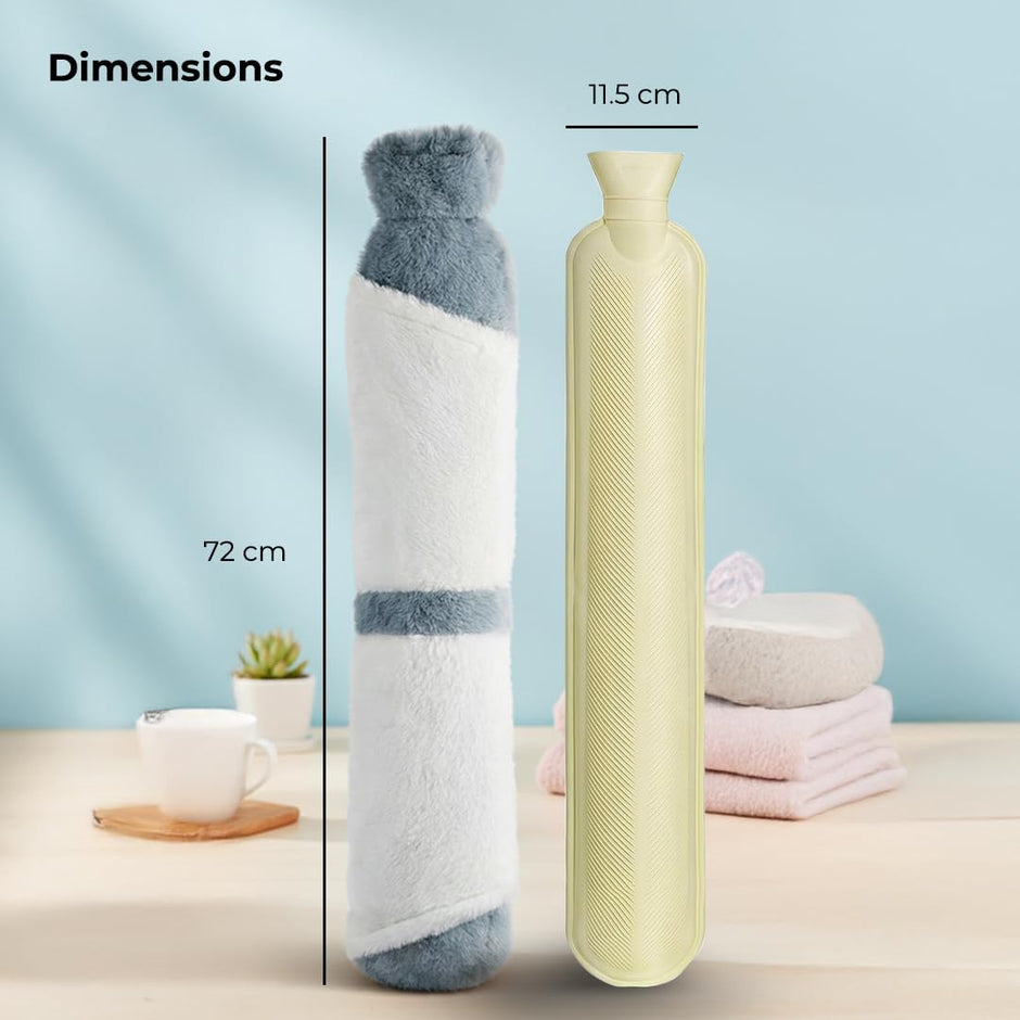 Lifelong Hot Water Bottle 2000 ml with Washable Fur Cover | Hand, Belly & Full Body Warmer for Pain Relief & Period Cramps | Extra Long Bed Bottle for Women & Men |Back Neck Shoulder Warmer