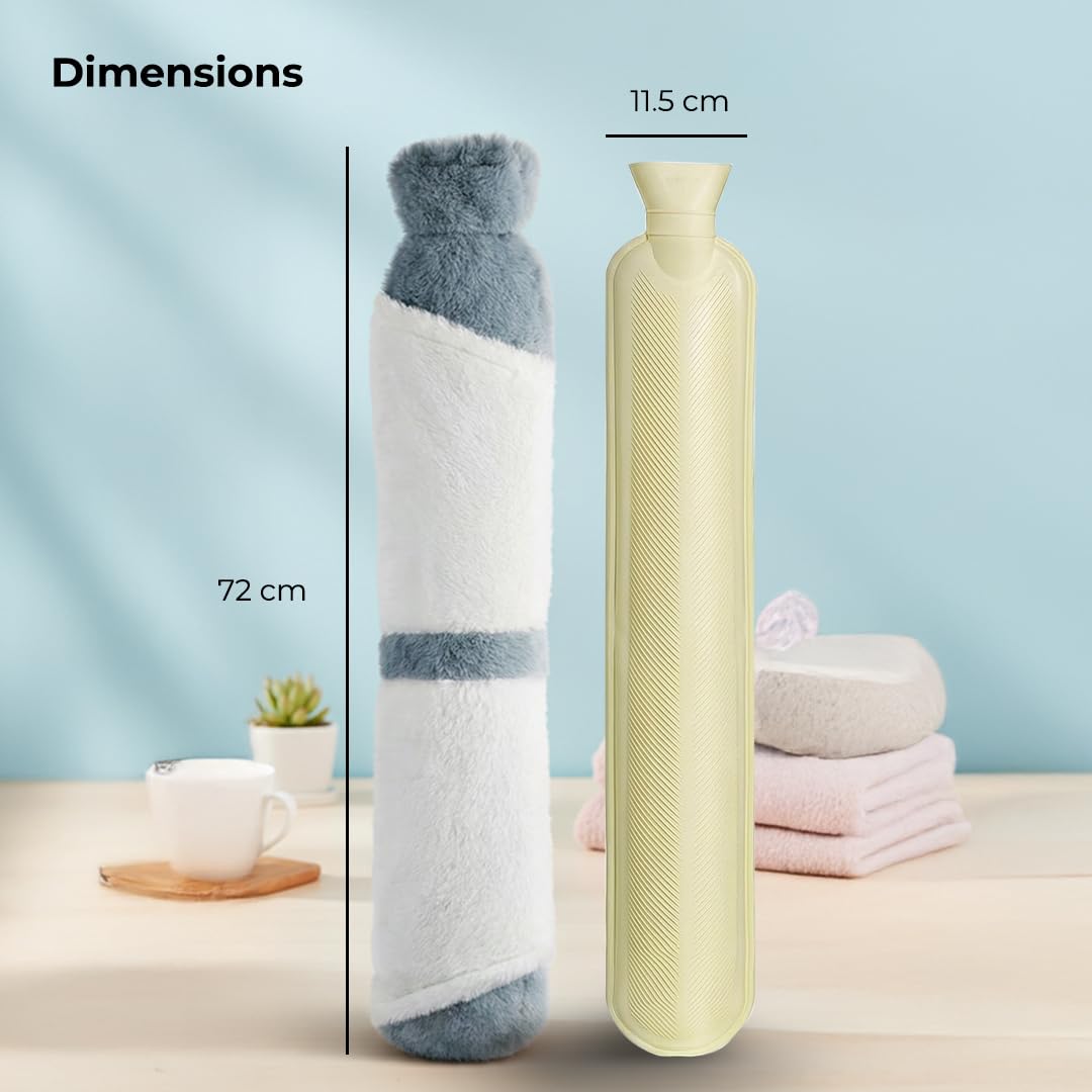 Lifelong Hot Water Bottle 2000 ml with Washable Fur Cover | Hand, Belly & Full Body Warmer for Pain Relief & Period Cramps | Extra Long Bed Bottle for Women & Men |Back Neck Shoulder Warmer