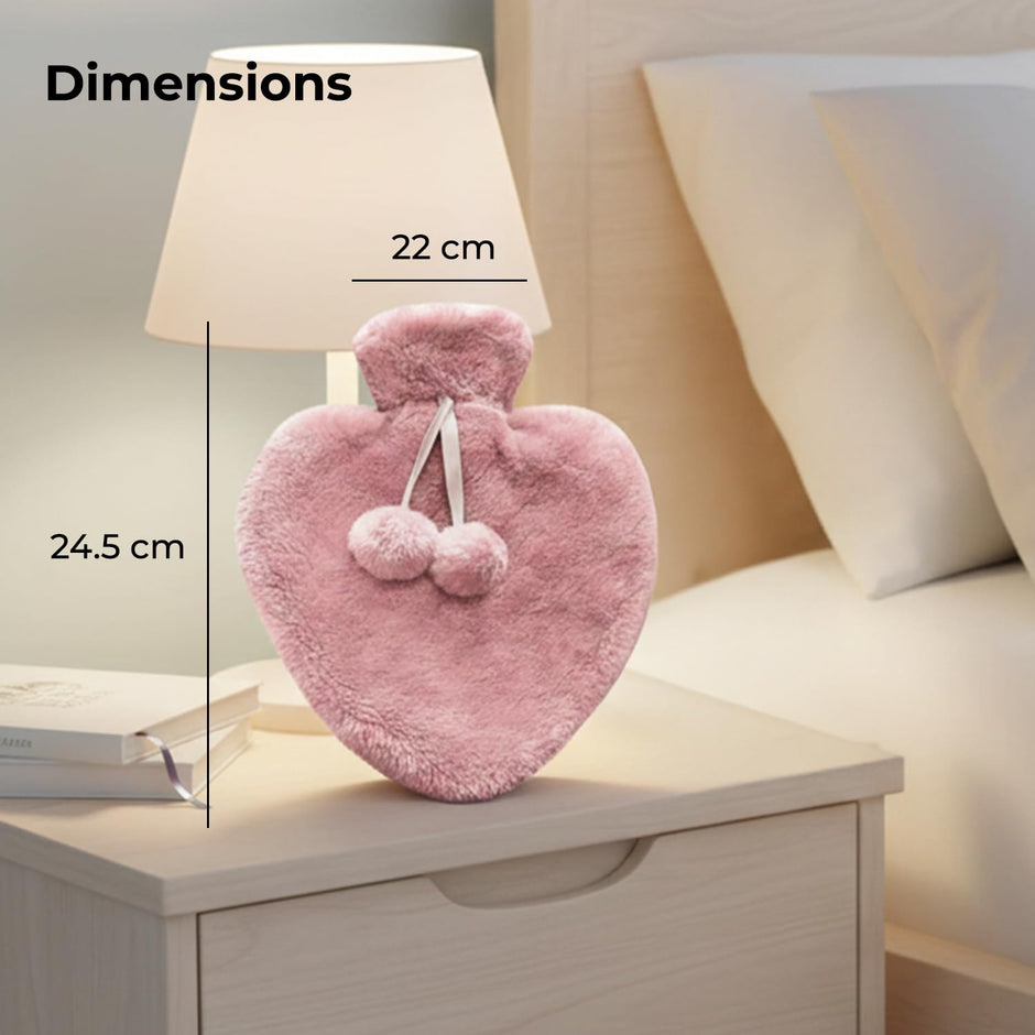 Lifelong Heart Shaped Hot Water Bottle 1000 ml with Washable Fur Cover | Hot Water Bag for Pain Relief & Period Cramps | Ideal for Hand & Belly Warmer | Comfort with Leak-Proof Design