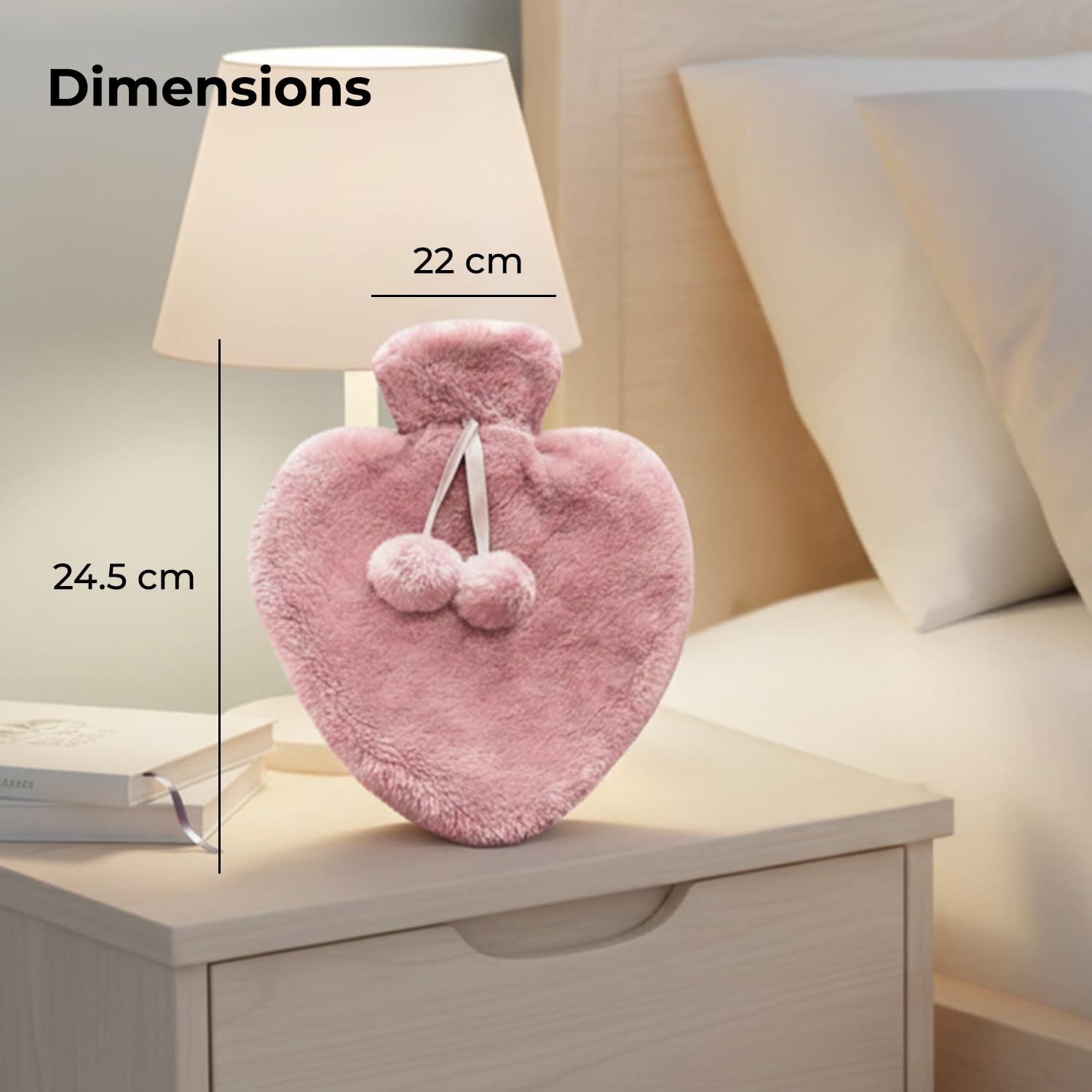 Lifelong Heart Shaped Hot Water Bottle 1000 ml with Washable Fur Cover | Hot Water Bag for Pain Relief & Period Cramps | Ideal for Hand & Belly Warmer | Comfort with Leak-Proof Design