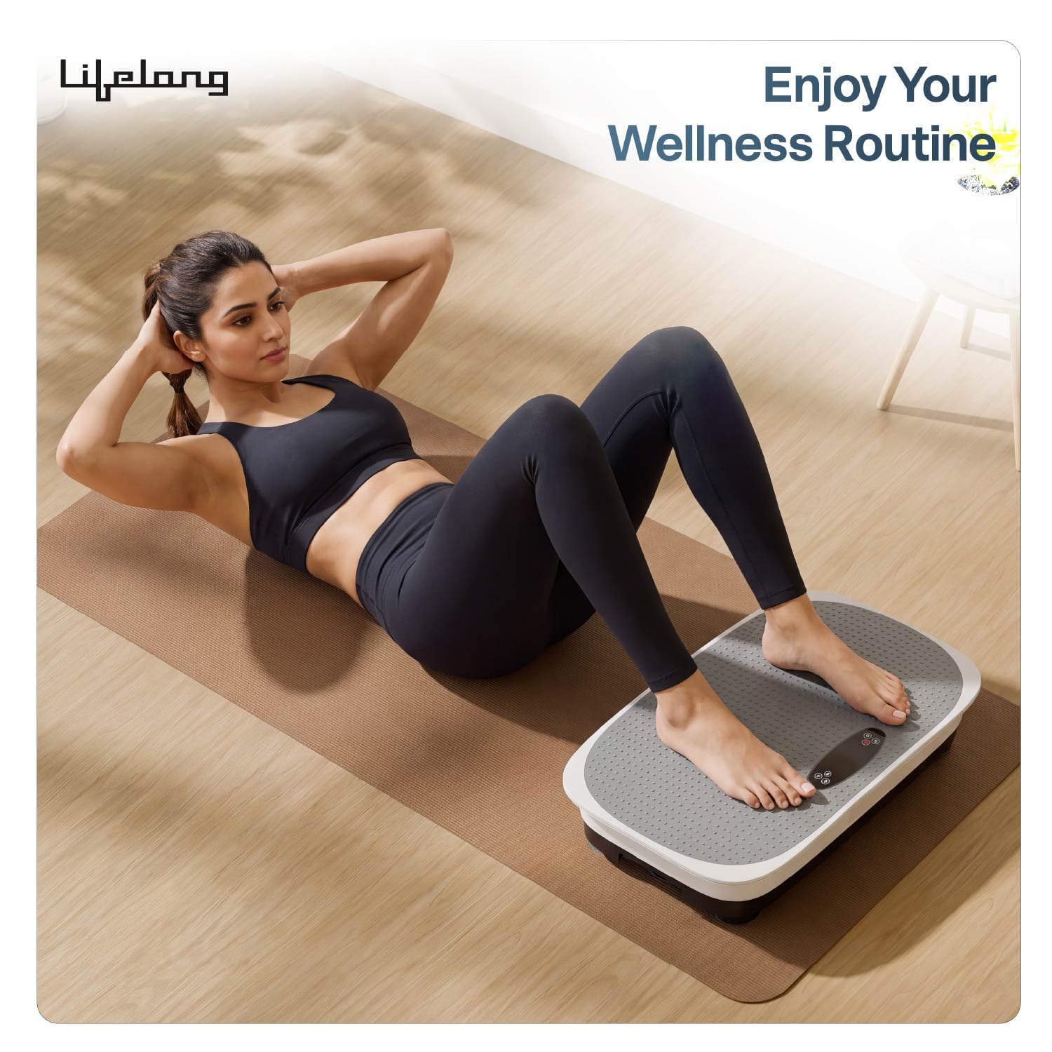 Lifelong Vibration Plate Exercise Machine with Remote & Resistance Bands |Home & Gym Full Body Massager Machine for Pain Relief, Tone Muscles & Weight Loss| 9Programs, 120Speeds, 20Timers, Bluetooth