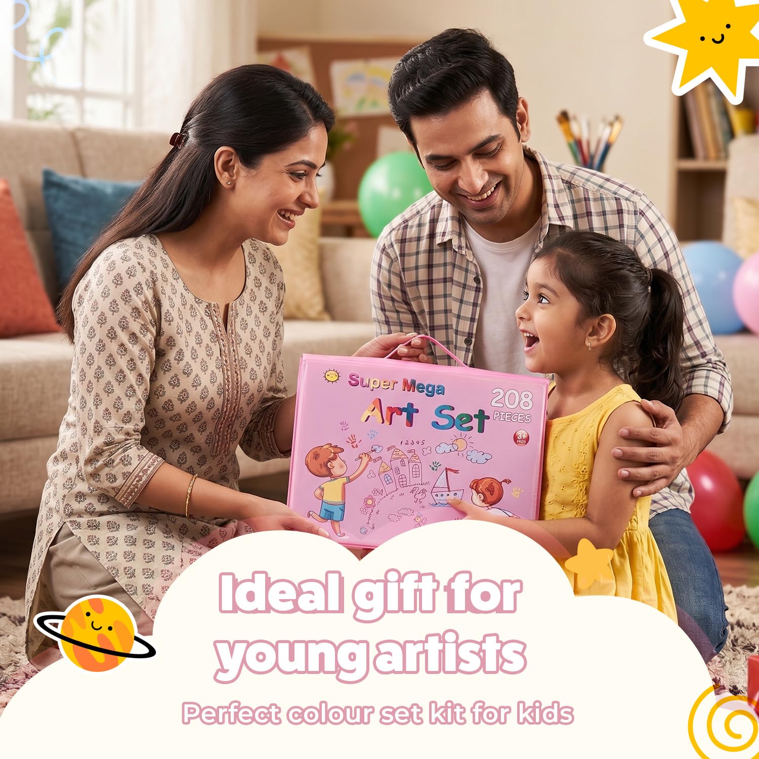 Lifelong Kids Art Set - 208 Pieces | Colour Set Kit & Drawing Kit for Kids with Crayons, Markers & Pencils | Art Set, Colouring & Drawing, Art Studio Box, Drawing Kit | Creative Gift for Children