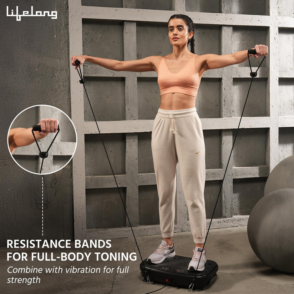 Lifelong Vibration Plate Machine for Home - Body Vibration Weight Loss Machine for Unisex - Muscle Toning, Pain Relief, Flexibility, Gym Equipment for Calorie Burning Comes with 9 Program Modes, Black