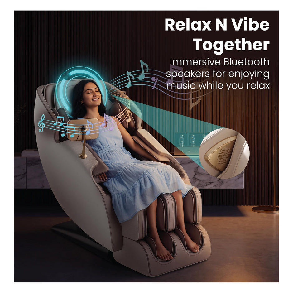 Lifelong Full Body Massage Chair with Recliner for Home & Office|SL Track & Back Heating| 3D Rollers for Pain Relief |16 Airbags, 5 Auto Programs, 3 Intensities, Foot Rollers, Zero Gravity, Bluetooth