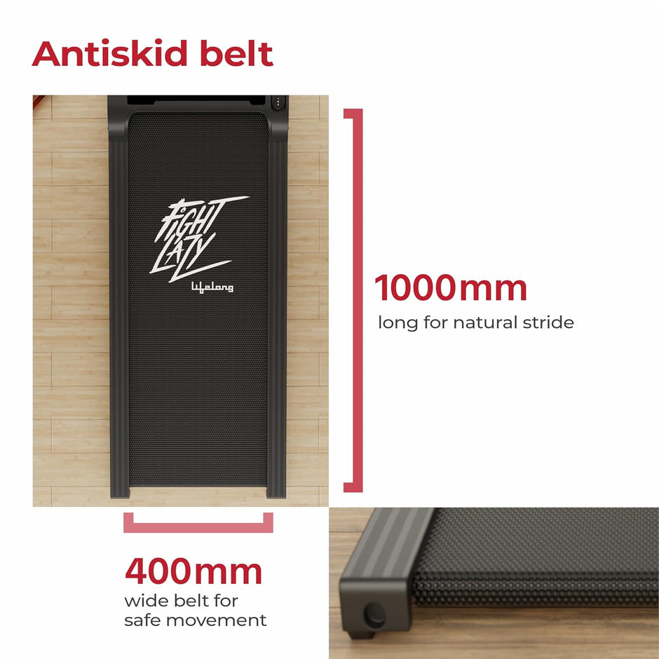 Walking Pad Treadmill – 3HP Motor, 2-Level Incline, Foldable Design, 8Km/h (LLTM181, Black)
