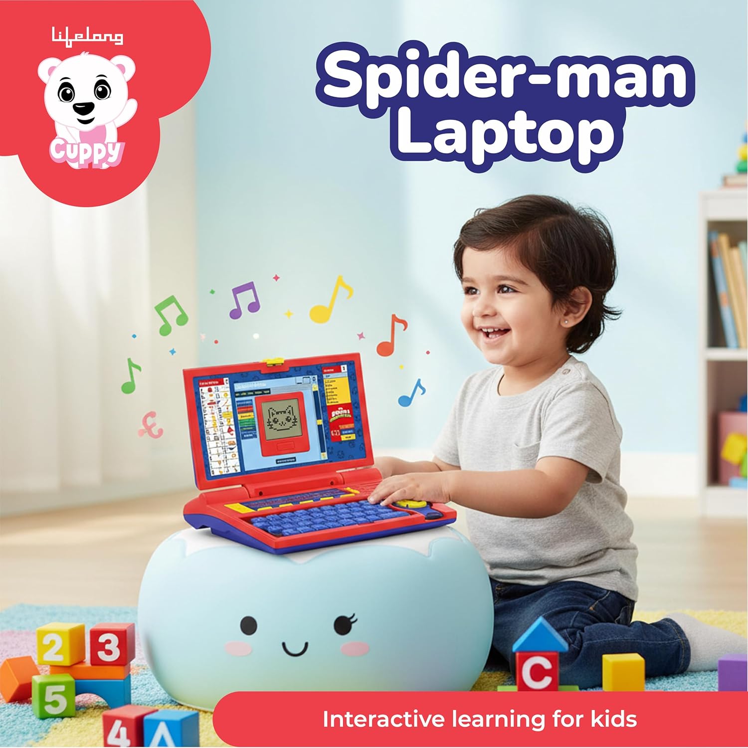 Lifelong Spiderman Kids Learning Laptop with 20 Educational Modes & Music