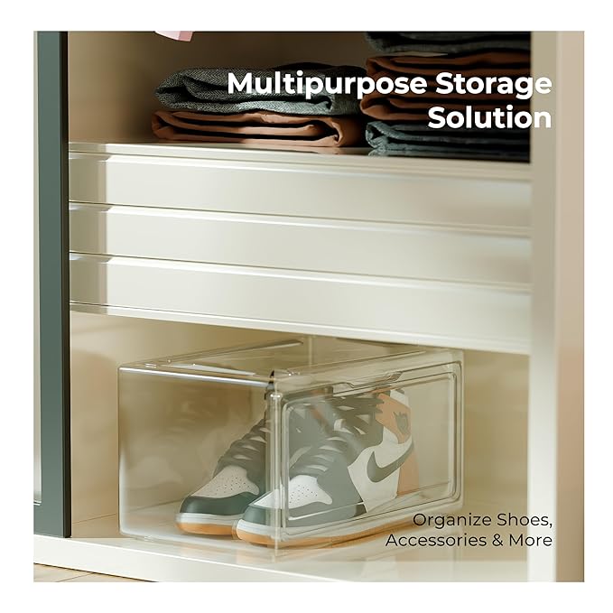 Lifelong Clear Shoe Storage Box – Stackable, Foldable & Space-Saving Organizer