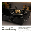 Lifelong 2 Burner Gas Stove Top for Kitchen - Manual Ignition Cooktop Modern Glass Stove for Modular Kitchen, ISI Certified & Compatible with LPG - 1 Year Manufacturer's (Black, LLGS002)