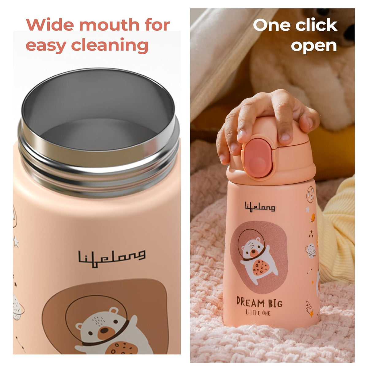 350ml Kids Double Wall Insulated Bottle with Straw