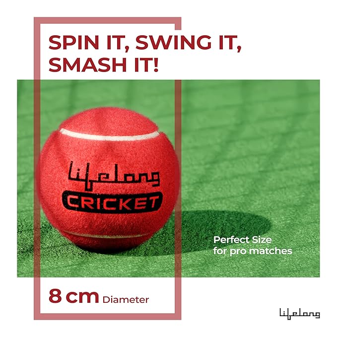 Lifelong Rubber Cricket Tennis Balls – Heavy Red, Durable, Set of 3