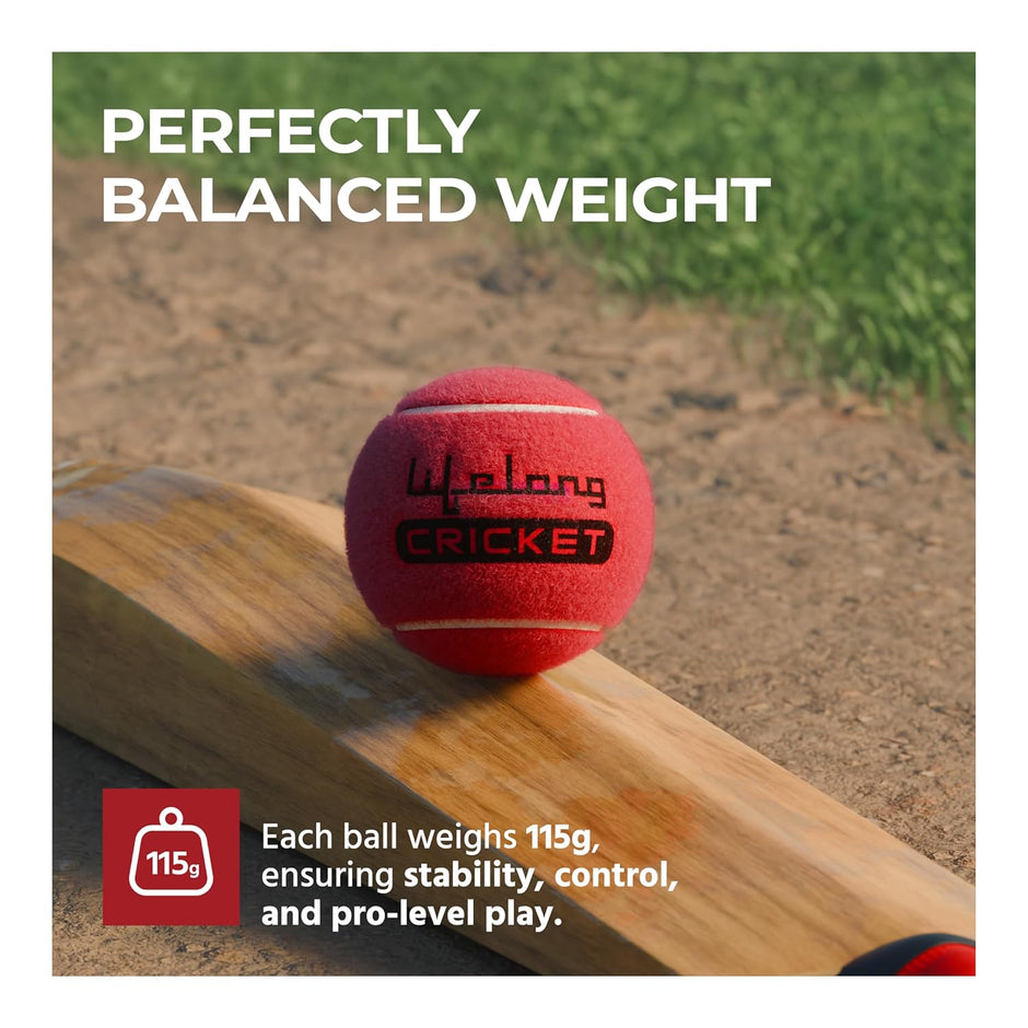 Lifelong Rubber Cricket Tennis Balls – Heavy Red, Durable, Set of 3