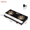 Lifelong Glass Top 2 Burner Gas Stove | Premium Design, Brass Burner| Toughened Glass High Thermal Efficiancy|Manual (Black and White) LLGS211, ISI Certified 2 Burners