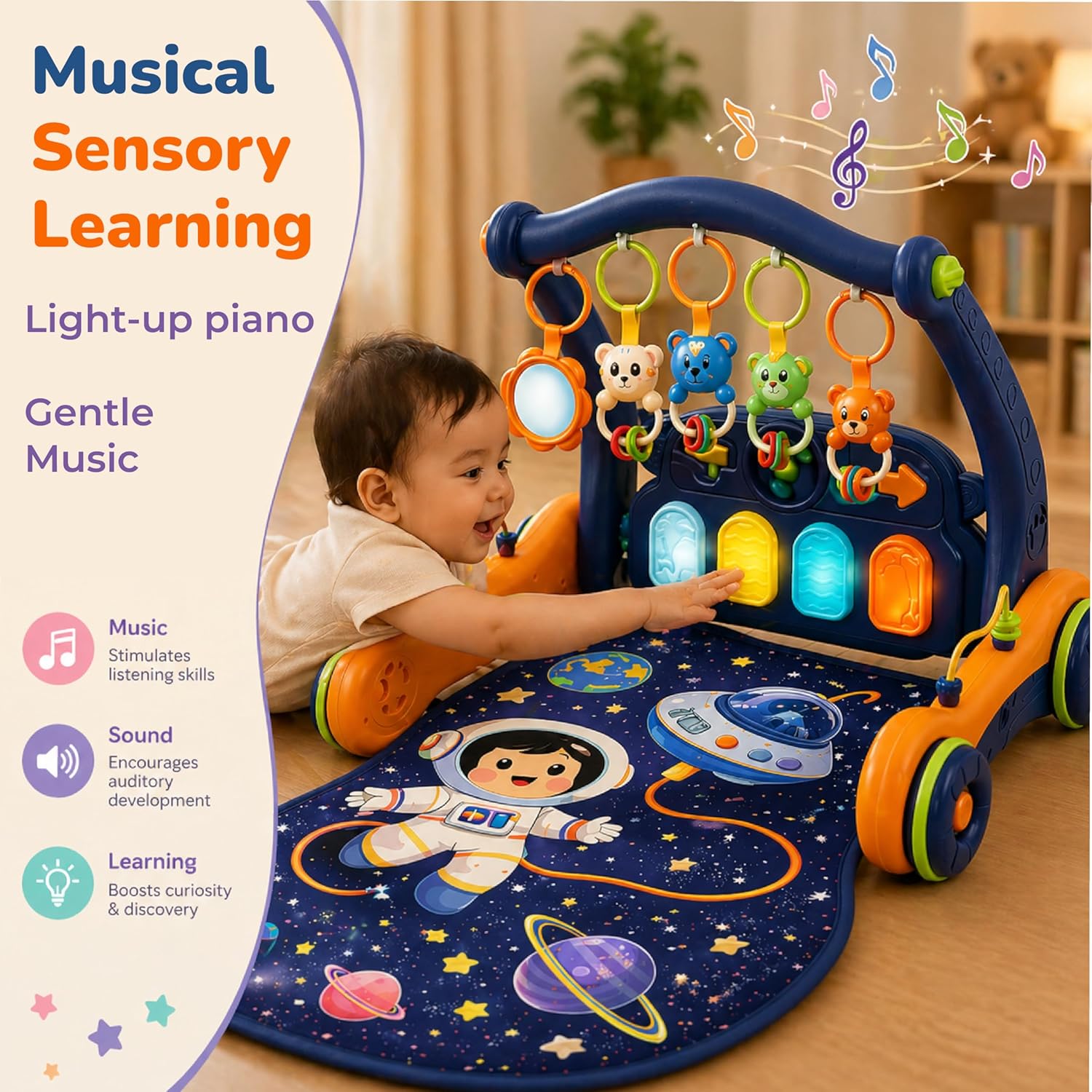 Lifelong Astro 2-in-1 Baby Playgym & Walker with Music, Lights & Hanging Toys