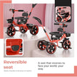 Lifelong Kids Harness Tricycle with Parental Control, EVA Wheels, Bell & Storage Basket – Baby Trike for 1–4 Years (25kg Capacity, Red/Black)