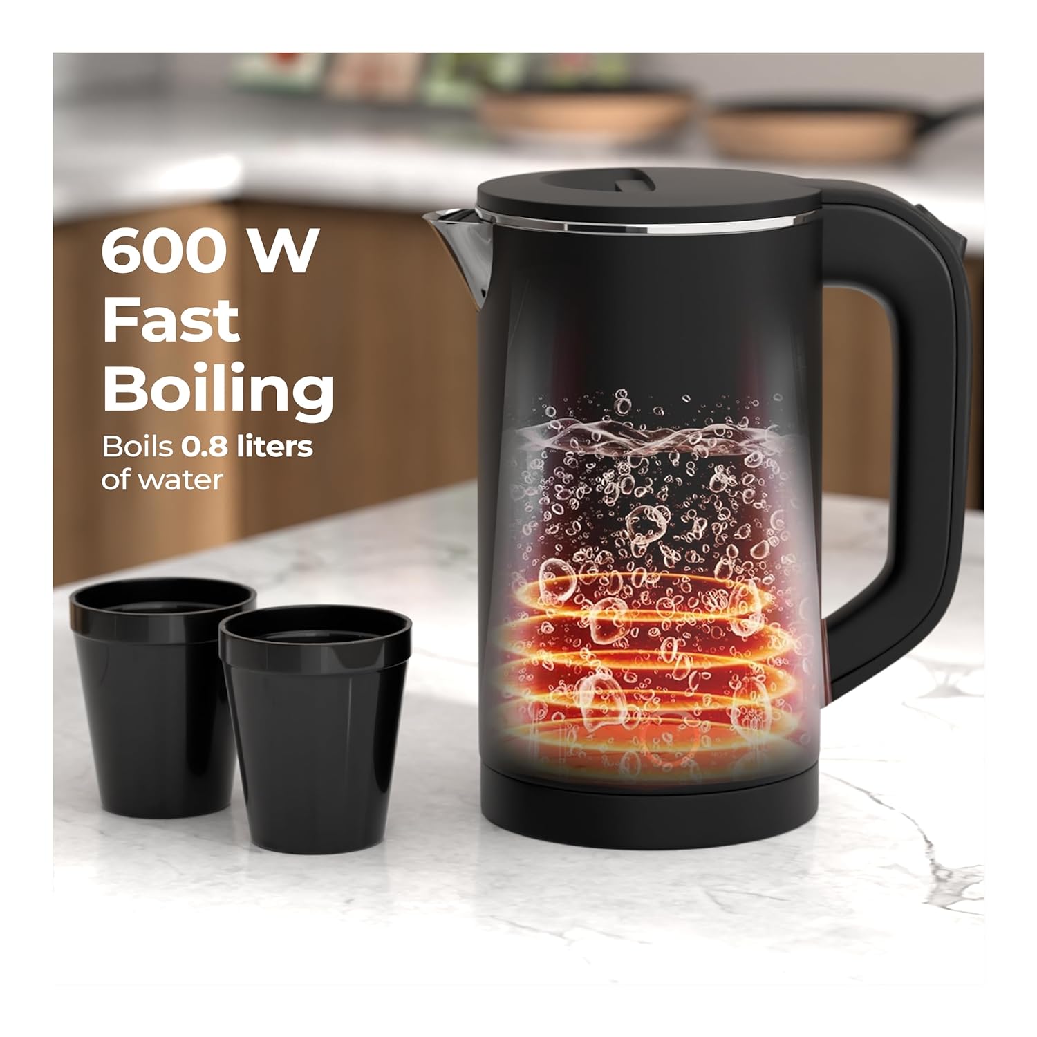 Lifelong Electric Kettle 0.8 Litre with 2 Cups | 600W Stainless Steel Kettle