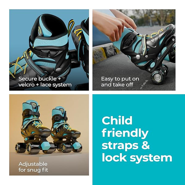 Adjustable Inline Skates with LED Wheels and Safety Gear
