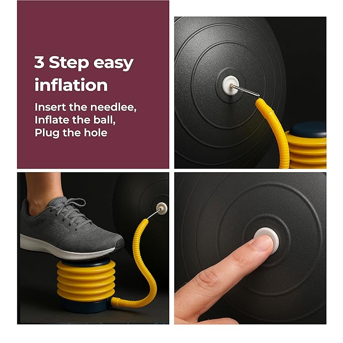 Anti-Burst Gym Ball with Foot Pump – 65cm Black