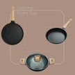 Lifelong 3 Piece Die-Cast Cookware Set With Common Lid & Wooden Spatula