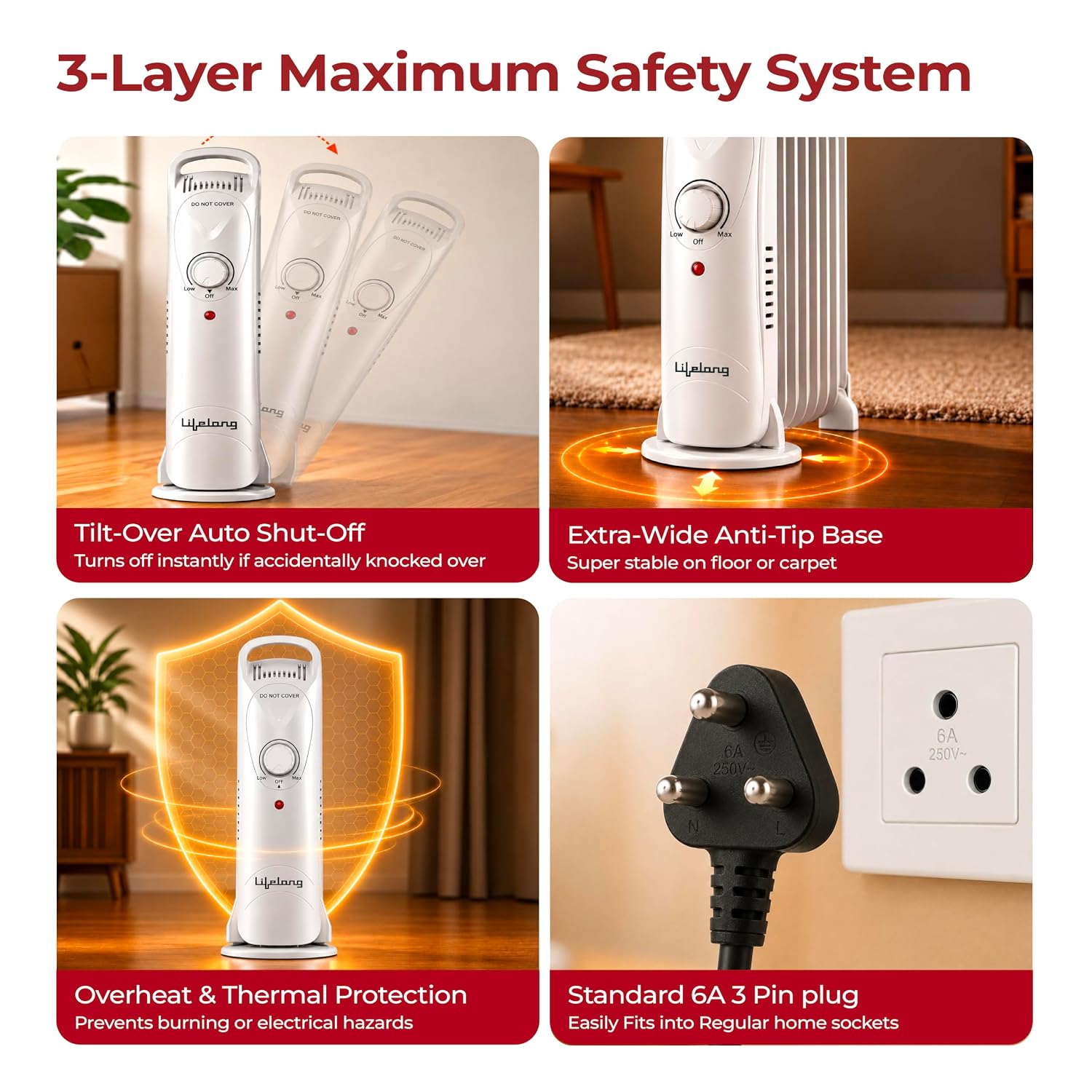 Lifelong Heato Mini 11-Fin Personal OFR Room Heater for Spot Heating