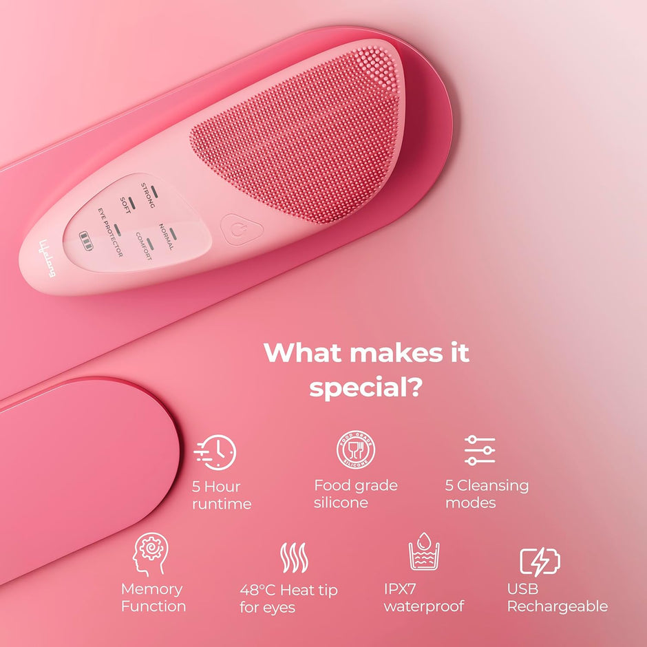 Lifelong Clenza Facial Cleansing Brush & Eye Massager with Sonic Vibration Modes