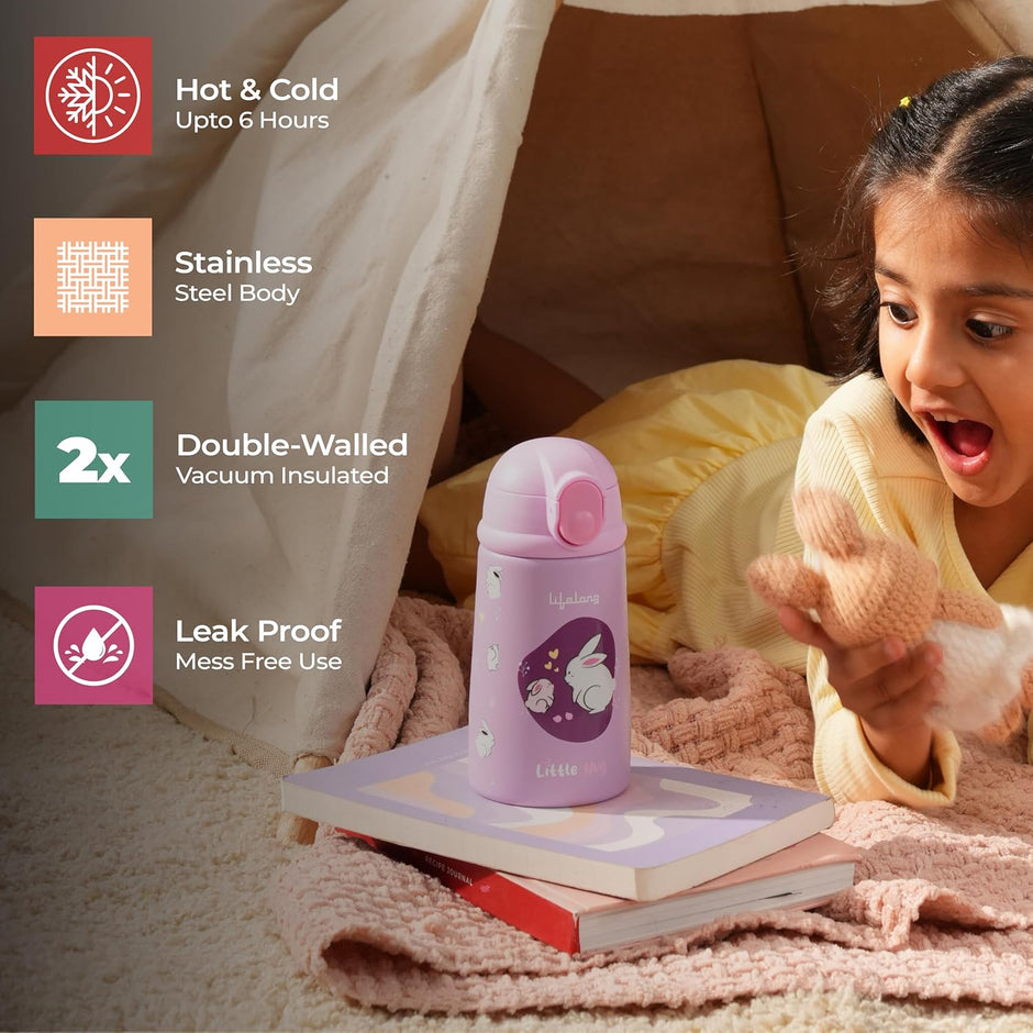 Lifelong Kids Double Walled Vacuum Insulated Bottle with Sippy Sipper