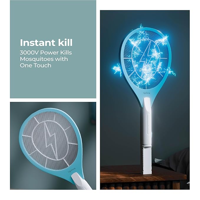 Lifelong Rechargeable Electric Mosquito Racket – USB Charging Fly Swatter, Mosquito Killer Bat for Home & Outdoor Use (White)