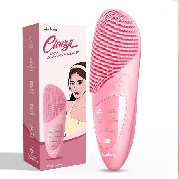 Lifelong Clenza Facial Cleansing Brush & Eye Massager with Sonic Vibration Modes
