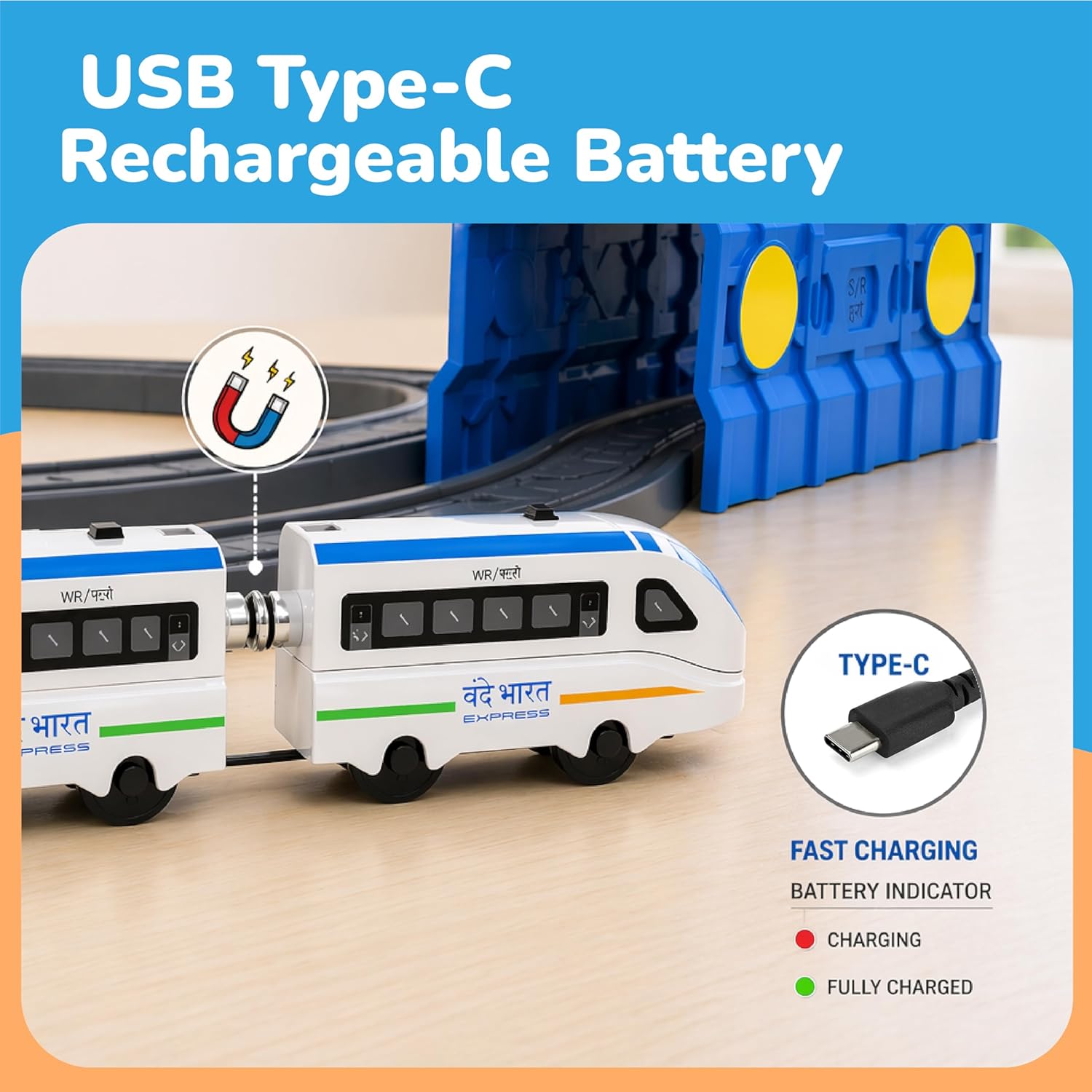 Lifelong Vande Bharat Electric Train Set with Lights, Sounds & Rechargeable Engine