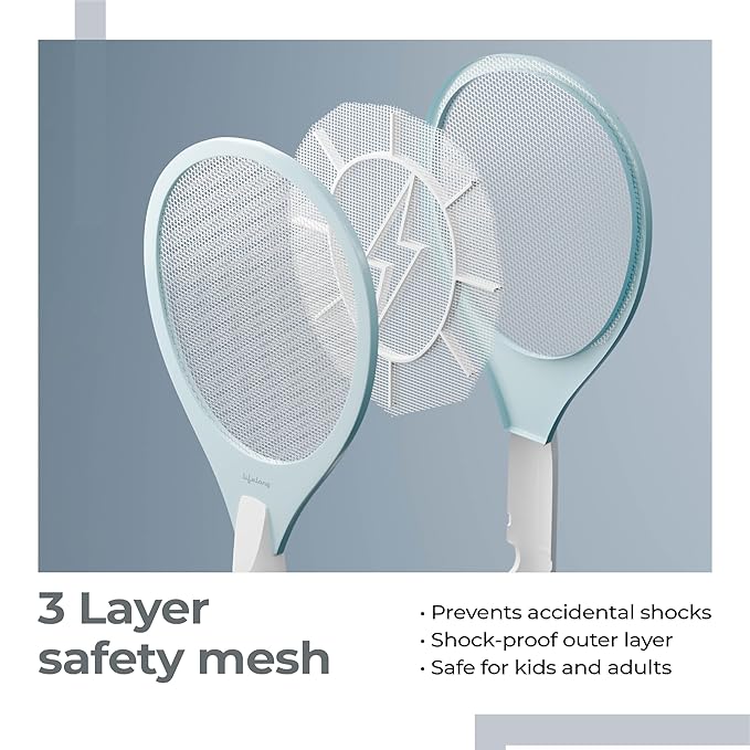 Lifelong Rechargeable Electric Mosquito Racket – USB Charging Fly Swatter, Mosquito Killer Bat for Home & Outdoor Use (White)