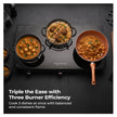 Lifelong 3 Burner Gas Stove Brass Burner Manual Ignition Cooktop Modern Glass Stove for Modular Kitchen