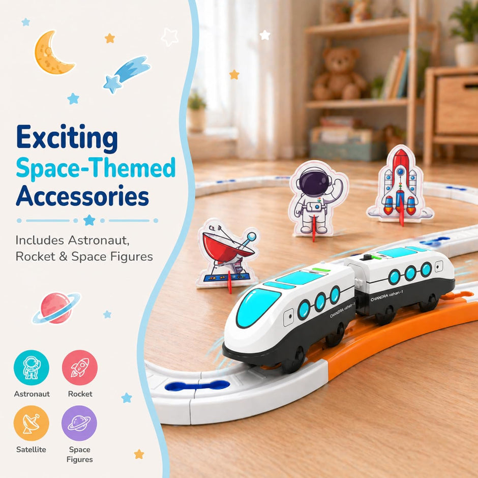 Lifelong Space Theme Train Set with Lights, Sounds & DIY Track Play for Kids