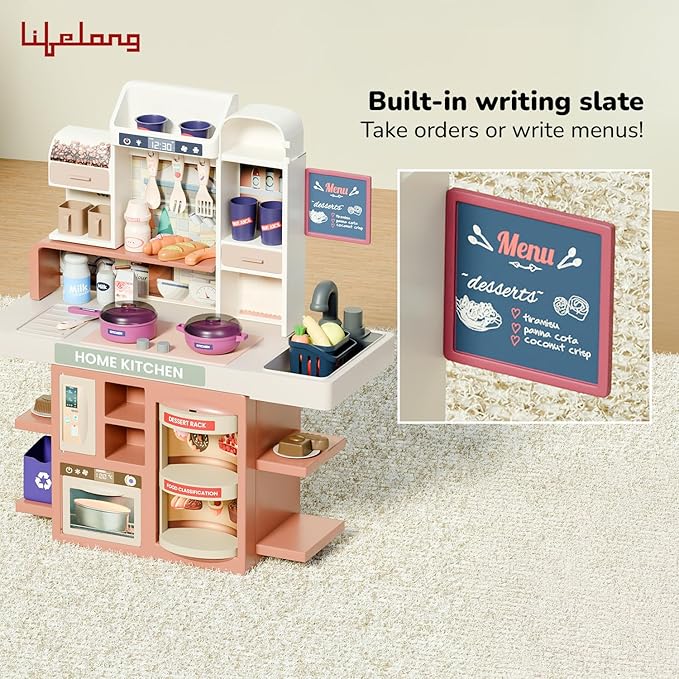 Lifelong Cuppy 42PCS Pretend Kitchen Set | Light, Music & Play Accessories