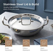 Lifelong Triply Honeycomb Kadhai 26 Cm | Extra Deep Stainless Steel | 3-Layered Nonstick Coating