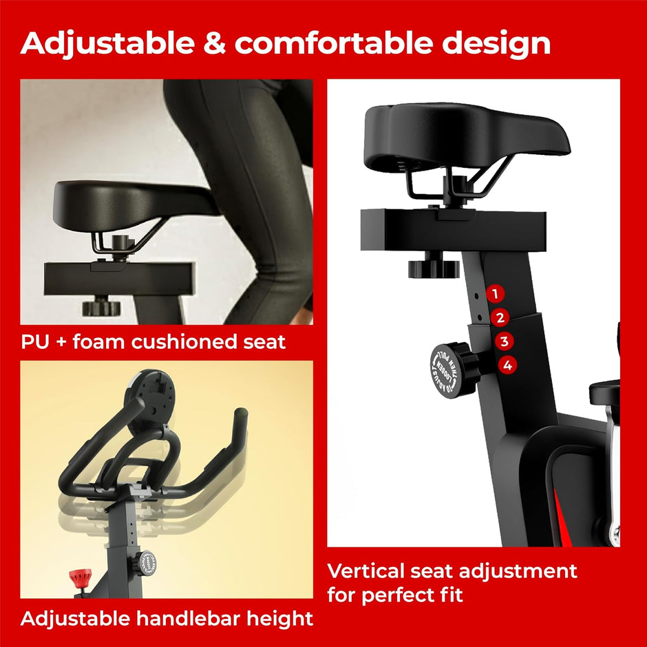 Lifelong Fit Pro Spin Fitness Bike for Home | Exercise Bike for Cardio Workout with 7 KG Flywheel, Adjustable Resistance & LED Display | Cushioned Adjustable Seat | Non-Slip Pedals | Max User Weight 120 KG