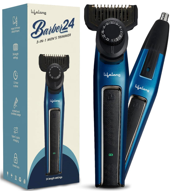 Lifelong All-in-One Beard Trimmer for Men with 24 Length Settings & Type-C Charging