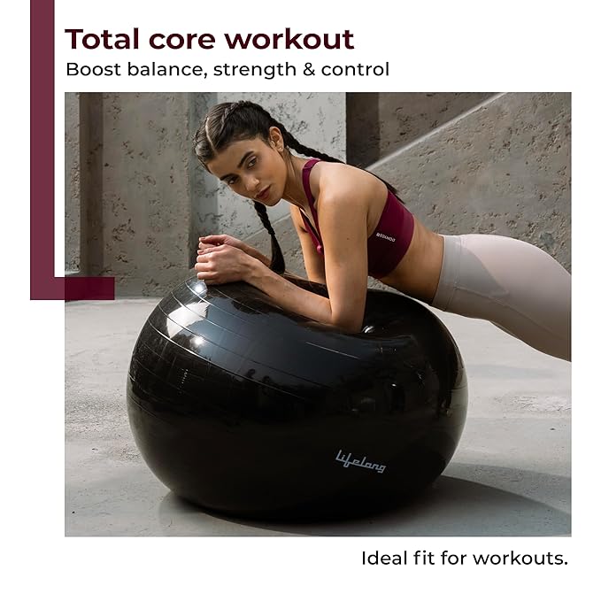 Anti-Burst Gym Ball with Foot Pump – 65cm Black