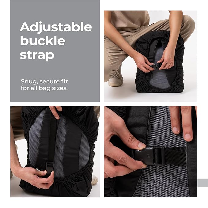 Lifelong Waterproof Backpack Rain Cover – Dustproof, Adjustable Fit for Bags up to 45L (Black)