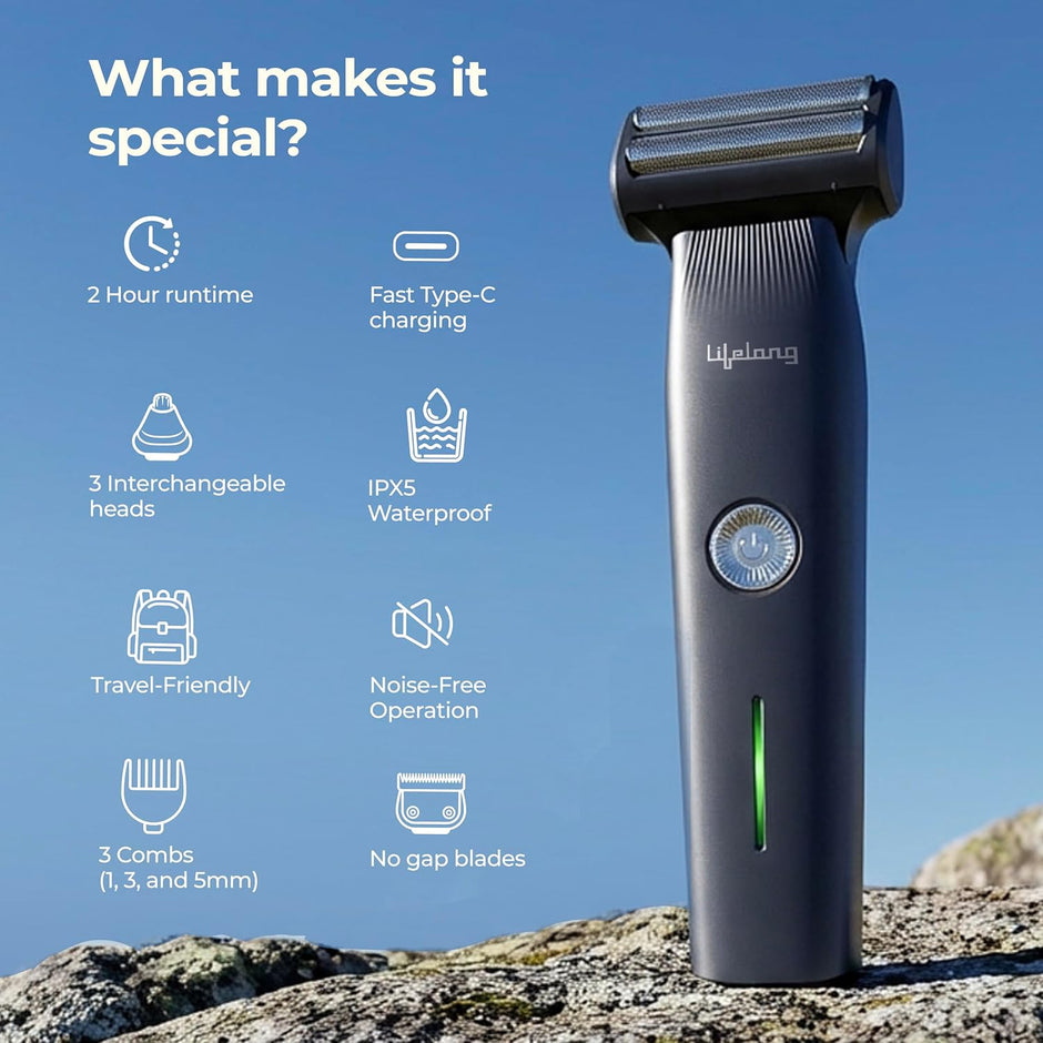 Lifelong Waterproof All-in-One Grooming Kit for Men with Type-C Charging